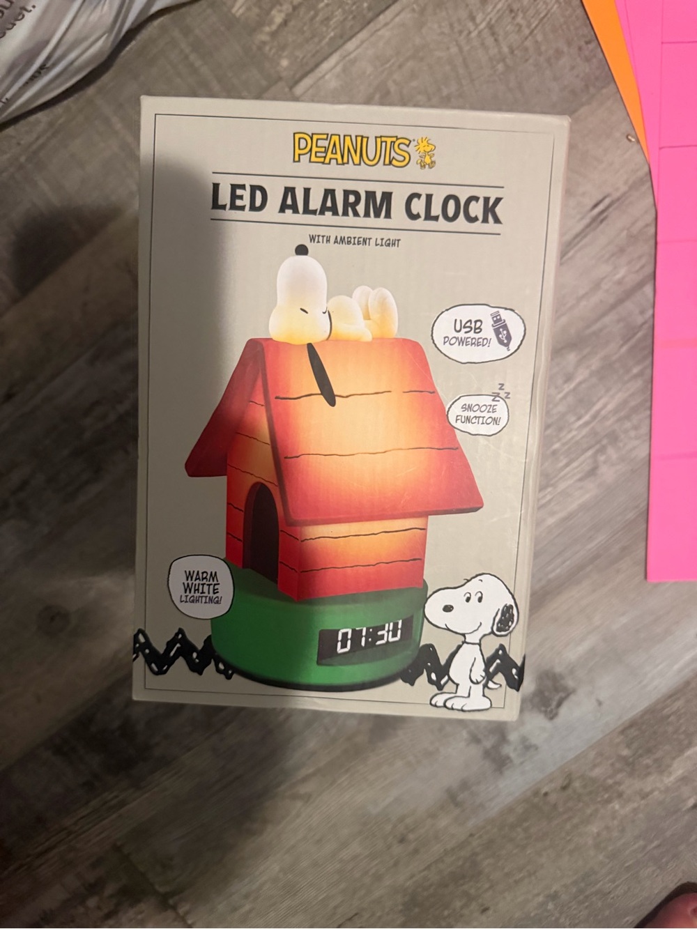 Peanuts Snoopy LED Alarm Clock - Red Roof with Green Base